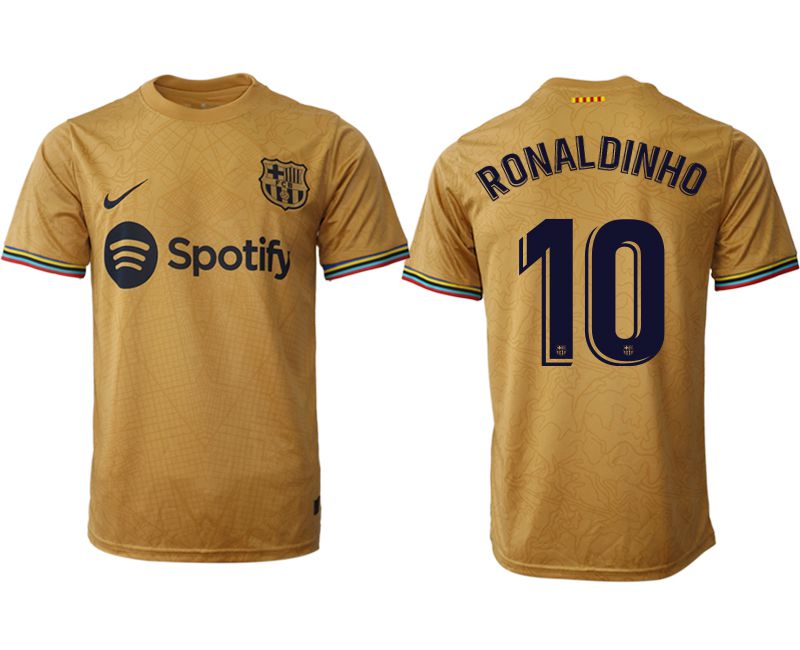 Men 2022-2023 Club Barcelona away aaa version yellow #10 Soccer Jersey1->barcelona jersey->Soccer Club Jersey